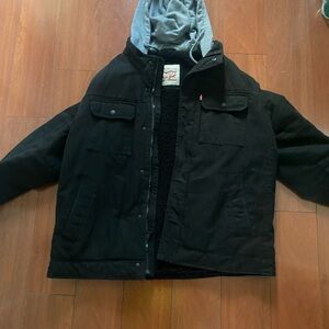 Levi's Black Bomber Jacket with Gray Hood